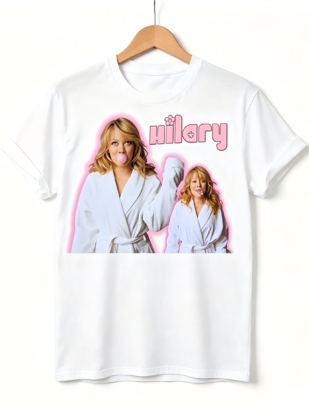 Hilary Duff Bubble Gum Graphics Womens Mens T-shirt Unisex